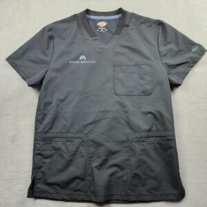 Dickies Scrub Top Black Mens Medium Atlas Medical Short Sleeve